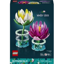 LEGO 11511 Botanicals Ninfee - Set di Piante Artificiali con Fiori Finti in 2 Vasi Trasparenti - Decorazione per Camera da Lett