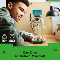 LEGO 21594 Minecraft Scheletro Giocattolo - Action Figure di Mob con Elmo di Diamante, Arco e Frecce e Base in Erba - Decorazio