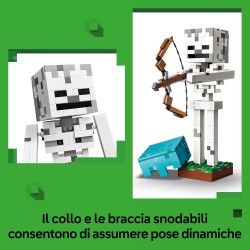LEGO 21594 Minecraft Scheletro Giocattolo - Action Figure di Mob con Elmo di Diamante, Arco e Frecce e Base in Erba - Decorazio