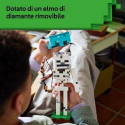 LEGO 21594 Minecraft Scheletro Giocattolo - Action Figure di Mob con Elmo di Diamante, Arco e Frecce e Base in Erba - Decorazio