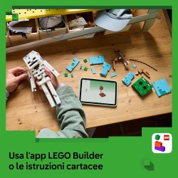 LEGO 21594 Minecraft Scheletro Giocattolo - Action Figure di Mob con Elmo di Diamante, Arco e Frecce e Base in Erba - Decorazio