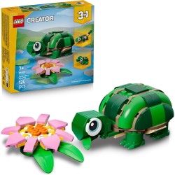 LEGO 31377 Creator 3in1 Turtle with a Water Lily Flower Toy - Animal Figure Transforms into a Chameleon or Frog - DIY Desk Deco