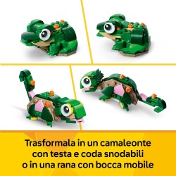 LEGO 31377 Creator 3in1 Turtle with a Water Lily Flower Toy - Animal Figure Transforms into a Chameleon or Frog - DIY Desk Deco