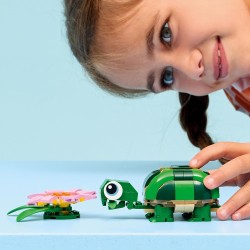 LEGO 31377 Creator 3in1 Turtle with a Water Lily Flower Toy - Animal Figure Transforms into a Chameleon or Frog - DIY Desk Deco
