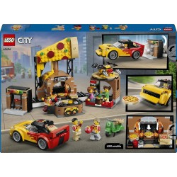 LEGO 60496 City Centro di Consegna Pizze con Veicoli - Include Macchina Giocattolo, Scooter, Drone, Cabinato Arcade e 4 Minifig
