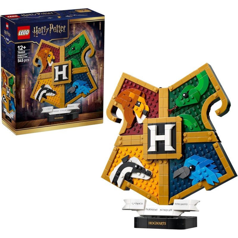 LEGO 76462 Harry Potter Stemma della Casa di Hogwarts - Giocattolo Wall Art 3D con Animali - Decorazione per Cameretta