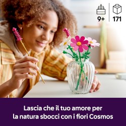 LEGO 11514 Botanicals Fiori di Cosmos - Bouquet di Fiori Finti con 3 Cosmos Artificiali e 2 Steli di Penniseto - Decorazione da