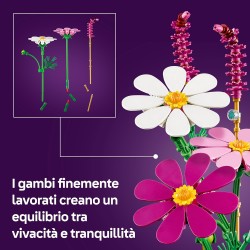 LEGO 11514 Botanicals Fiori di Cosmos - Bouquet di Fiori Finti con 3 Cosmos Artificiali e 2 Steli di Penniseto - Decorazione da