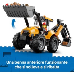 LEGO 60480 City Scavatrice da Cantiere Gialla - Veicolo Giocattolo da Cantiere - Trattore con 2 Minifigure, Benna Anteriore e B