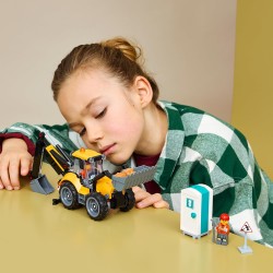LEGO 60480 City Scavatrice da Cantiere Gialla - Veicolo Giocattolo da Cantiere - Trattore con 2 Minifigure, Benna Anteriore e B