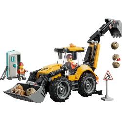 LEGO 60480 City Scavatrice da Cantiere Gialla - Veicolo Giocattolo da Cantiere - Trattore con 2 Minifigure, Benna Anteriore e B