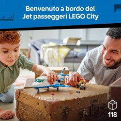 LEGO 60492 City Jet Passeggeri - Modellino di Aereo Giocattolo da Costruire con 4 Minifigure e Accessori da Viaggio - Giochi Di