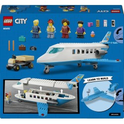 LEGO 60492 City Jet Passeggeri - Modellino di Aereo Giocattolo da Costruire con 4 Minifigure e Accessori da Viaggio - Giochi Di