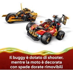 LEGO 71864 NINJAGO Veicoli Combinanti di Kai e Cole - con Macchina e Moto Giocattolo e 3 Minifigure tra cui Kai e Cole con Kata