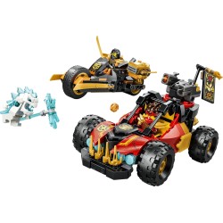 LEGO 71864 NINJAGO Veicoli Combinanti di Kai e Cole - con Macchina e Moto Giocattolo e 3 Minifigure tra cui Kai e Cole con Kata