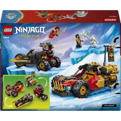 LEGO 71864 NINJAGO Veicoli Combinanti di Kai e Cole - con Macchina e Moto Giocattolo e 3 Minifigure tra cui Kai e Cole con Kata