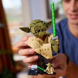LEGO Star Wars 75438 Yoda Bust - Display Model Kit for Adults w/Green Lightsaber & Collectible Jedi Master Minifigure - DIY She