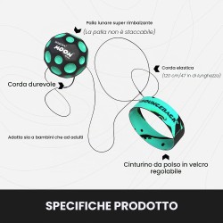 Waboba Moon Ball BounceBack – Pallina rimbalzante con braccialetto, colore casuale – gioco di indirizzi e riflessi – a partire