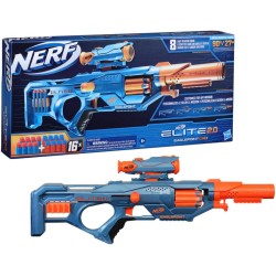 Hasbro - Nerf Elite 2.0 Eaglepoint RD-8 Blaster – Batteria a 8 freccette, cannocchiale e canna staccabili, 16 freccette ufficia