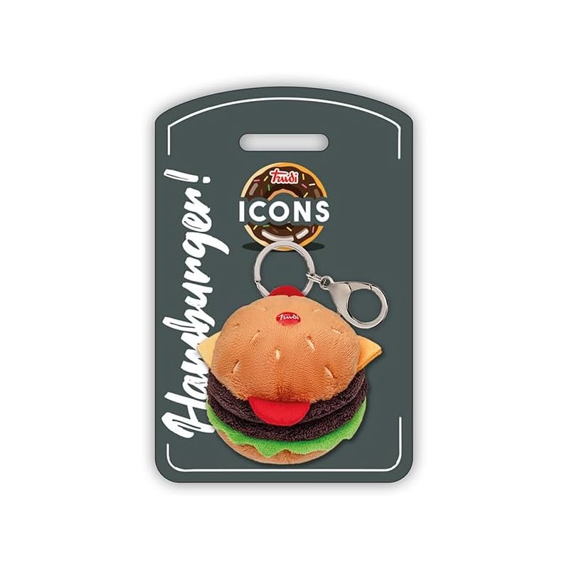 Trudi Hamburger Portachiavi Peluche portachiavi, idea regalo, gadget turistico Food International | 6,5x7x6,5 cm taglia XXS ico