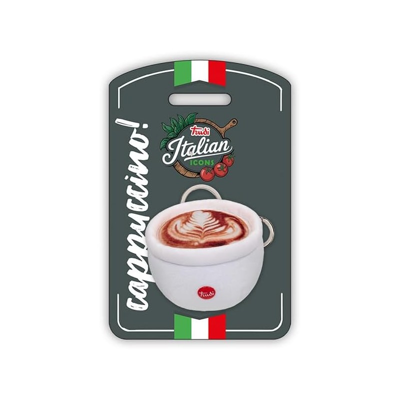 Trudi Cappuccino Portachiavi Peluche portachiavi, idea regalo, gadget turistico Cibo Made in Italy | 7x5x9 cm taglia XXS icons 