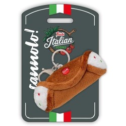 Trudi Cannolo Siciliano Portachiavi Peluche portachiavi, idea regalo, gadget turistico Cibo Made in Italy | 9x4,5x4 cm taglia X