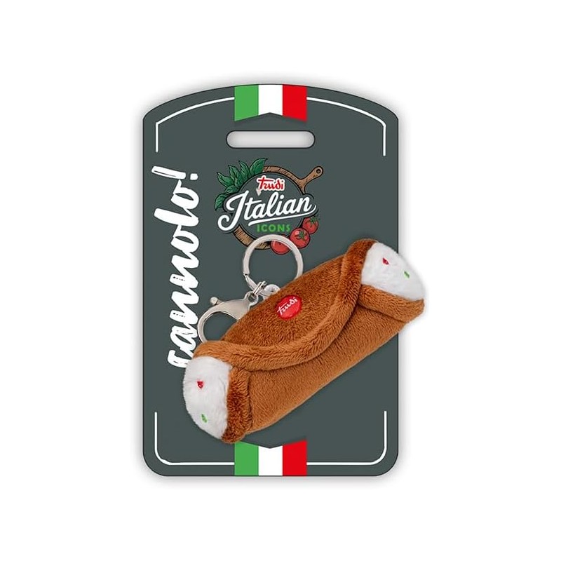 Trudi Cannolo Siciliano Portachiavi Peluche portachiavi, idea regalo, gadget turistico Cibo Made in Italy | 9x4,5x4 cm taglia X