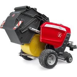BRUDER 02039 - Imballatrice per balle rotonde Massey Ferguson RB 4180 V | Pressa per balle per lavori di raccolta, fattoria, ag