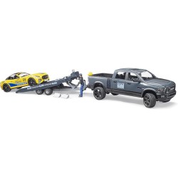 BRUDER 02504 - RAM 2500 Power Wagon e Roadster Racing Team, veicolo fuoristrada, rimorchio, auto da corsa, veicolo
