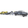 BRUDER 02504 - RAM 2500 Power Wagon e Roadster Racing Team, veicolo fuoristrada, rimorchio, auto da corsa, veicolo