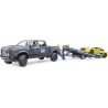 BRUDER 02504 - RAM 2500 Power Wagon e Roadster Racing Team, veicolo fuoristrada, rimorchio, auto da corsa, veicolo