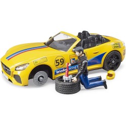 BRUDER 02504 - RAM 2500 Power Wagon e Roadster Racing Team, veicolo fuoristrada, rimorchio, auto da corsa, veicolo