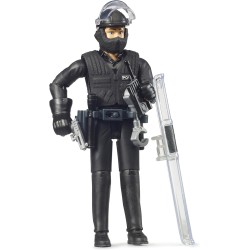 BRUDER 62151 - bworld Personaggio delle forze speciali della polizia | Con scudo protettivo, equipaggiamento, personaggio delle