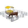 BRUDER 62612 - Rossaio con recinzioni, mangiatoia, balle quadrate, 1 bovino | Accessori per fattoria, agricoltura, mucca, anima