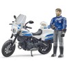 BRUDER 62731 - bworld Scrambler Ducati moto della polizia e poliziotto, veicolo di emergenza, stazione di polizia