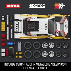 ​​Mattel Brick Shop Hot Wheels - 15 Audi R8 LMS Serie Elite, set da costruire con 820 pezzi, dettagli realistici e adesivi per 