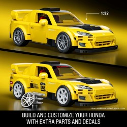 ​​Mattel Brick Shop Hot Wheels - 07 Honda S2000 Serie Speed, set da costruire con 257 pezzi, dettagli realistici e adesivi per 