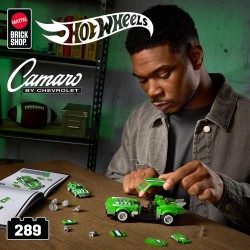 ​​Mattel Brick Shop Hot Wheels - Custom ’68 Camaro Serie Speed, set da costruire con 289 pezzi, dettagli realistici e adesivi p