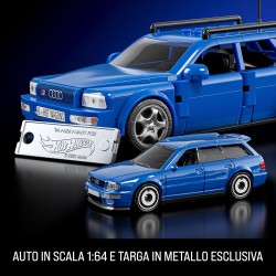 ​Mattel Brick Shop Hot Wheels Serie Speed set da costruire, 94 Audi Avant RS2 con 252 pezzi, dettagli realistici e adesivi per 