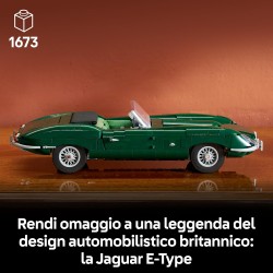 LEGO Icons 11381 Jaguar E-Type - Kit di Modellismo per Adulti di Classica Auto Sportiva - Motore 6 Cilindri in Linea e Kit di A