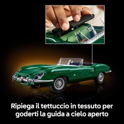 LEGO Icons 11381 Jaguar E-Type - Kit di Modellismo per Adulti di Classica Auto Sportiva - Motore 6 Cilindri in Linea e Kit di A