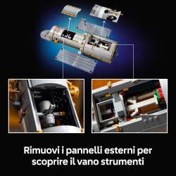 LEGO Icons 11382 Telescopio Spaziale Hubble - Kit di Modellismo 3D per Adulti - Set STEM con Pannelli Solari, Quadro Comandi e 