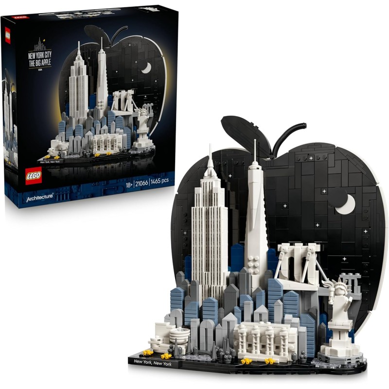 LEGO Architecture 21066 New York City – La Grande Mela - Kit Modellismo per Adulti - Decorazione con Monumenti Simbolici tra cu