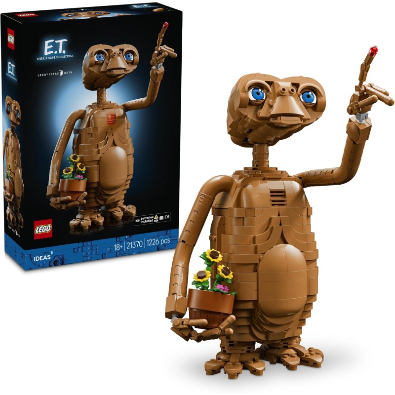 LEGO Ideas 21370 E.T. the Extra-Terrestrial - Kit di Modellismo per Adulti con Personaggio Alieno, Fiori Finti in Vaso e Matton