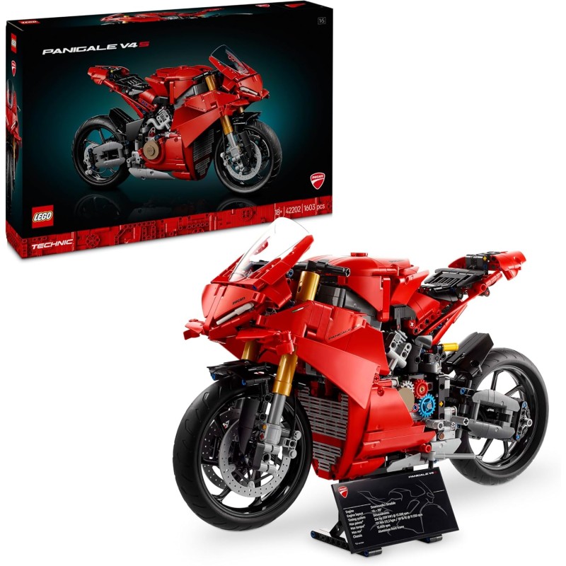 LEGO Technic 42202 Motocicletta Ducati Panigale V4 S, Modellino da Costruire per Adulti, Idea Regalo Uomo, Donna, Papà, Mamma, 