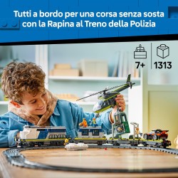 LEGO City 60508 Rapina al Treno della Polizia - Modellino di Treno Telecomandato con Binario Circolare, Elicottero, Auto da Ral