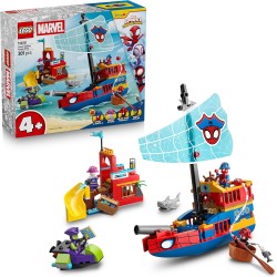 LEGO ǀ Marvel 11208 Nave Pirata del Team Spidey - Set dei Supereroi con Nave Giocattolo, 2 Barche e 4 Minifigure