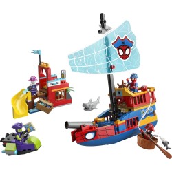 LEGO ǀ Marvel 11208 Nave Pirata del Team Spidey - Set dei Supereroi con Nave Giocattolo, 2 Barche e 4 Minifigure