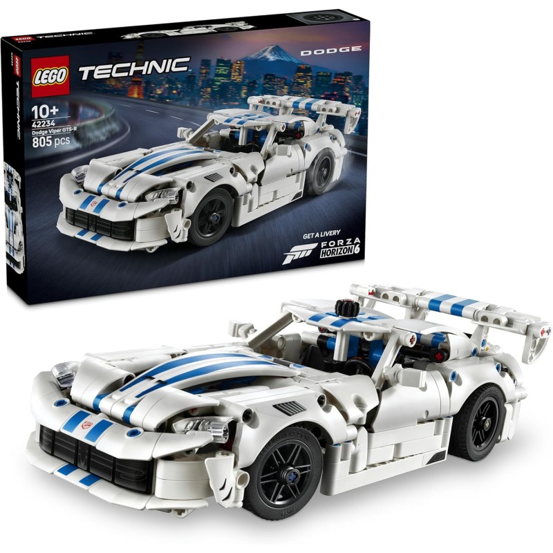 LEGO Technic 42234 Auto Sportiva Dodge Viper GTS-R - Modello di Macchina Giocattolo con Motore V10, Sterzo e Differenziale - Re