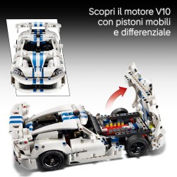 LEGO Technic 42234 Auto Sportiva Dodge Viper GTS-R - Modello di Macchina Giocattolo con Motore V10, Sterzo e Differenziale - Re